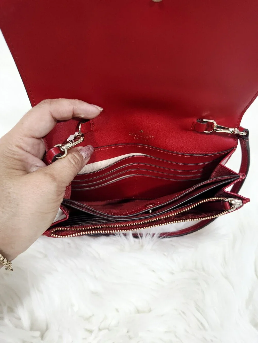 Kate Spade Red Leather Crossbody Wallet Clutch Purse Phone Bag